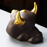 Cute Animal Ashtray Cool Purple Clay Ash Tray Windproof Handmade Bull 