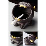 Cute Animal Ashtray Cool Purple Clay Ash Tray Windproof Handmade Dog