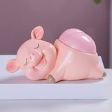 Cute Animal Ashtray with Lid Cool Resin Windproof Smokeless Lidded Covered Ash Tray Pig