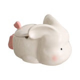 Cute Bunny Ashtray with Lid Ceramic Covered Lidded Smokeless Windproof Cool Ash Tray