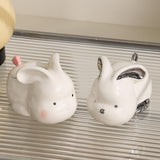 Cute Bunny Ashtray with Lid Ceramic Covered Lidded Smokeless Windproof Cool Ash Tray