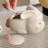 Cute Bunny Ashtray with Lid Ceramic Covered Lidded Smokeless Windproof Cool Ash Tray