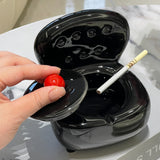 Cute Couch Ashtray with Lid Ceramic Sofa Ash Tray Cool Home Decor Lidded Covered Windproof Smokeless Black