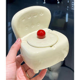 Cute Couch Ashtray with Lid Ceramic Sofa Ash Tray Cool Home Decor Lidded Covered Windproof Smokeless Cream White 
