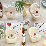 Cute Couch Ashtray with Lid Ceramic Sofa Ash Tray Cool Home Decor Lidded Covered Windproof Smokeless Cream White 