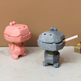 Cute Crocodile Ashtray with Lid Cool Resin Ash Tray Covered Lidded Windproof Animal Home Decor