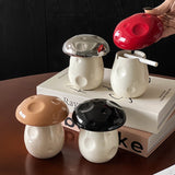 Cute Mushroom Ashtray Ceramic Ash Tray Cool Home Decor Lidded Windproof Covered Smokeless