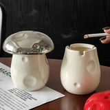Cute Mushroom Ashtray Ceramic Ash Tray Cool Home Decor Lidded Windproof Covered Smokeless