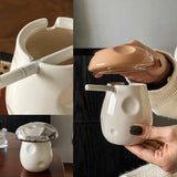 Cute Mushroom Ashtray Ceramic Ash Tray Cool Home Decor Lidded Windproof Covered Smokeless