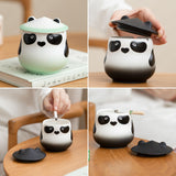 Cute Panda Ashtray with Lid Cool Ceramic Ash Tray Lidded Covered Windproof Smokeless Decorative