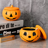 Cute Pumpkin Ashtray with Lid Resin Cool Ash Tray Covered Lidded Windproof Smokeless Halloween Decor