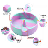 Feature diagram of silicone ashtray with lid and center stubber