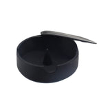 Black silicone ashtray with removable lid open