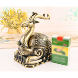Deer Ashtray with Lid Vintage Outdoor Ash Tray Cool Cute Smokeless Covered Lidded Windproof Decorative Animal Tray