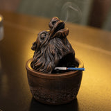Dragon Ashtray with Lid Resin Cool Cute Covered Lidded Smokeless Windproof Ash Tray Brown