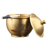 Elegant Brass Ashtray Covered Lidded Cute Cool Ash Tray Smokeless Windproof