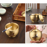 Elegant Brass Ashtray Covered Lidded Cute Cool Ash Tray Smokeless Windproof