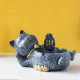 Fortune Cat Ashtray Resin Ash Tray Decorative Home Decor
