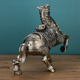 Fortune Horse Ashtray with Lid Metal Windproof Lucky Get Rich Covered Lidded Cool Animal Ash Tray Large