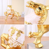 Fortune Horse Ashtray with Lid Metal Windproof Lucky Get Rich Covered Lidded Cool Animal Ash Tray Large