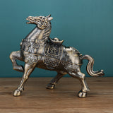Fortune Horse Ashtray with Lid Metal Windproof Lucky Get Rich Covered Lidded Cool Animal Ash Tray Large