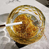 Glass Ashtray Cool Gold Pattern Ash Tray Minimalist Elegant