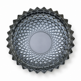Gray Glass Ashtray with Diamond Pattern