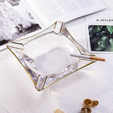Glass Ashtray for Cigar Cigarette Large Square Triangle Crystal Ash tray