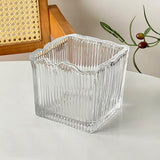 Cute Glass Ashtray Square Transparent Ash Tray Minimalist Home Decor Handmade Vintage Glacier Surface Pattern