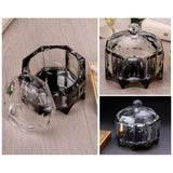 Glass Ashtray with Lid Octagon Black