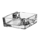 Clear square glass ashtray isolated on white background