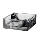 Square glass ashtray in gray with modern thick glass design