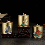 Hand-painted Brass Ashtray with Lid Covered Lidded Windproof Ash Tray Smokeless Handmade