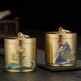 Hand-painted Brass Ashtray with Lid Covered Lidded Windproof Ash Tray Smokeless Handmade