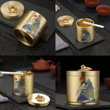 Hand-painted Brass Ashtray with Lid Covered Lidded Windproof Ash Tray Smokeless Handmade