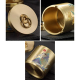 Hand-painted Brass Ashtray with Lid Covered Lidded Windproof Ash Tray Smokeless Handmade