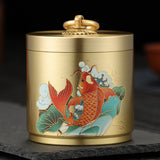 Hand-painted Brass Ashtray with Lid Covered Lidded Windproof Ash Tray Smokeless Handmade