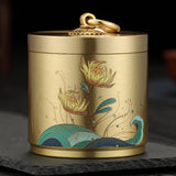 Hand-painted Brass Ashtray with Lid Covered Lidded Windproof Ash Tray Smokeless Handmade