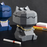 Dizzy Hippo Ashtray with Lid Cute Resin Ash Tray Outdoor Cigarette Covered Lidded Windproof Smokeless Cool Home Decor