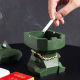 Dizzy Hippo Ashtray with Lid Cute Resin Ash Tray Outdoor Cigarette Covered Lidded Windproof Smokeless Cool Home Decor
