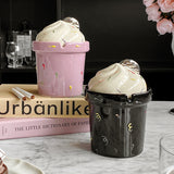 Ice Cream Cone Ashtray with Lid Ceramic cute cool ash tray covered lidded windproof outdoor