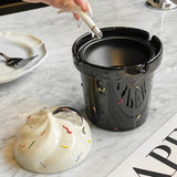 Ice Cream Cone Ashtray with Lid Ceramic cute cool ash tray covered lidded windproof outdoor