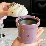 Ice Cream Cone Ashtray with Lid Ceramic cute cool ash tray covered lidded windproof outdoor