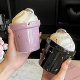 Ice Cream Cone Ashtray with Lid Ceramic cute cool ash tray covered lidded windproof outdoor