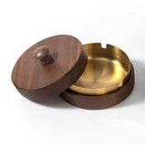 Lidded Wooden Ashtray Smokeless Windproof Outdoor Covered Ash Tray Cool Cute Rustic