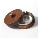 Lidded Wooden Ashtray Smokeless Windproof Outdoor Covered Ash Tray Cool Cute Rustic
