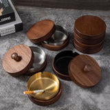 Lidded Wooden Ashtray Smokeless Windproof Outdoor Covered Ash Tray Cool Cute Rustic
