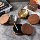 Lidded Wooden Ashtray Smokeless Windproof Outdoor Covered Ash Tray Cool Cute Rustic