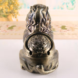 Lion Ashtray with Lid Smokeless Vintage Ash Tray for Outdoor Porch Patio Covered Lidded Windproof Decorative Animal Home Decor