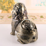 Lion Ashtray with Lid Smokeless Vintage Ash Tray for Outdoor Porch Patio Covered Lidded Windproof Decorative Animal Home Decor